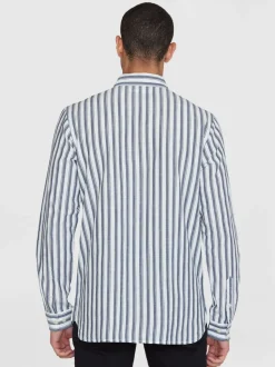 Chemise en coton bio | rayée bleue et blanche 