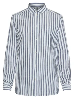 Chemise en coton bio | rayée bleue et blanche 