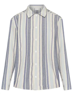 Chemise en coton bio | rayée bleue 