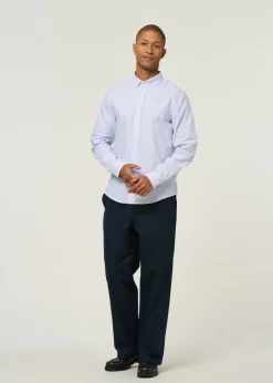 Chemise en coton bio | rayée "quaasa stripes - white-lapis blue"
