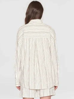 Chemise en coton bio | rayé marron 
