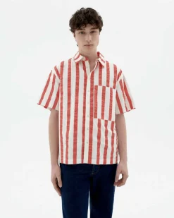 Chemise en coton bio | rayé "red maxi stripes kurt shirt"