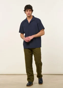 Chemise en coton bio texturé | bleu "relaxed seersucker short sleeve shirt"