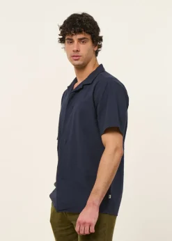 Chemise en coton bio texturé | bleu 
