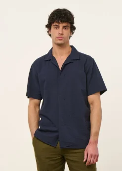 Chemise en coton bio texturé | bleu 
