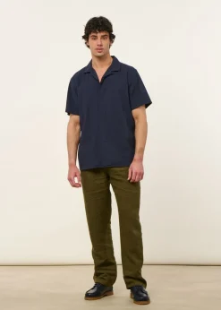 Chemise en coton bio texturé | bleu 