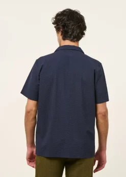 Chemise en coton bio texturé | bleu 