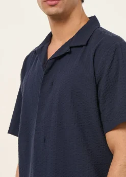 Chemise en coton bio texturé | bleu 