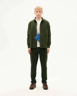 Chemise en coton bio | vert "bottle green corduroy theo overshirt"