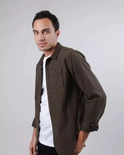 Chemise en flanelle de coton bio | kaki foncé 
