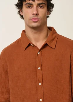 Chemise en gaze de coton bio | rouille "unyee - coconut shell"