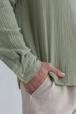 Chemise en gaze de coton bio | vert clair 