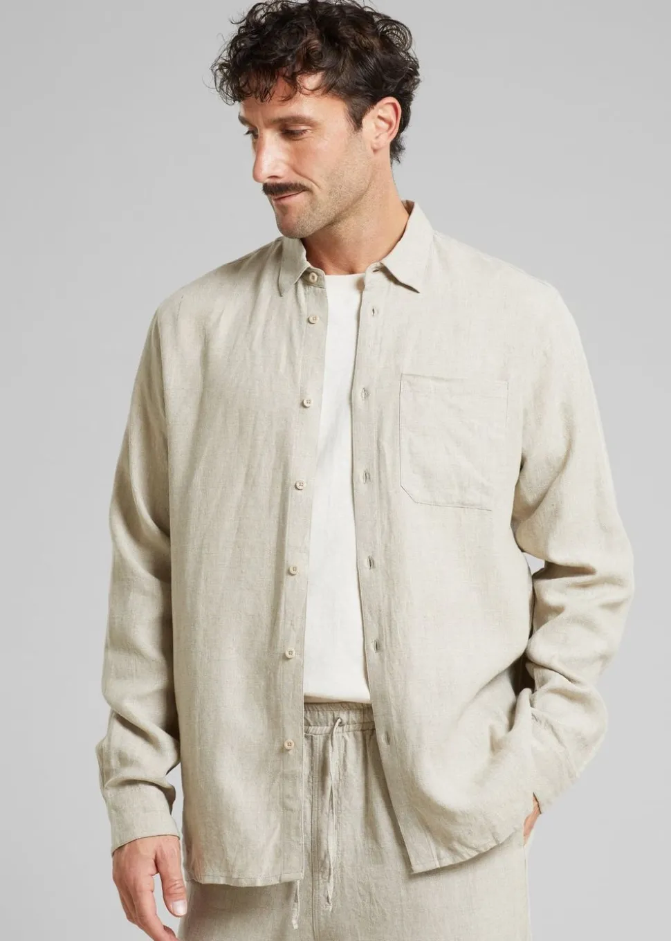 Chemise en lin | beige "shirt rute linen ecru"