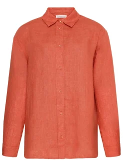 Chemise en lin biologique | rouge "loose linen long sleeved shirt - langoustino"
