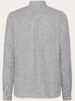 Chemise en lin bio | rayé "regular striped linen shirt total eclipse"