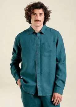 Chemise en lin | bleu canard 