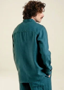 Chemise en lin | bleu canard 
