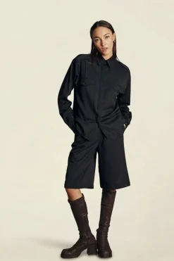 Chemise en matière upcyclée | noir "chemise officier alya - noir"