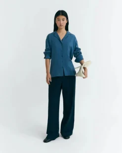 Chemise en tencel | bleu "sea sira blouse - blu"