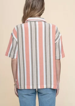 Chemise manches courtes en coton bio | rayé "striped short sleeved shirt green stripe"