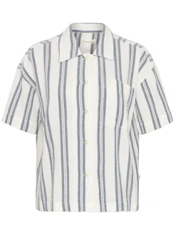 Chemise manches courtes en coton bio | rayé "striped short sleeved shirt blue stripe"