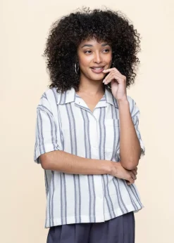 Chemise manches courtes en coton bio | rayé 