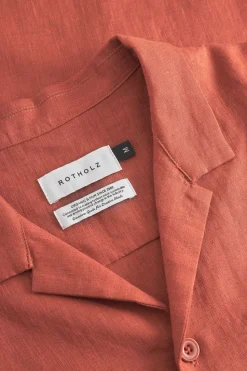 Chemise manches courtes en coton bio | rouge "bowling shirt - dusty red"