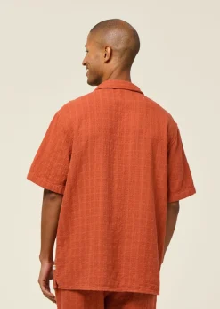 Chemise manches courtes en coton bio | rouille "structure shirt - burnt brick"