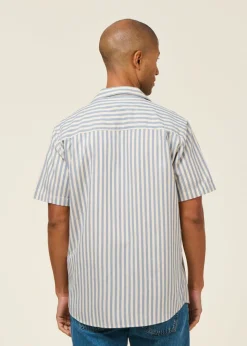 Chemise manches courtes en coton bio | rayé "blue loya shirt - blue"