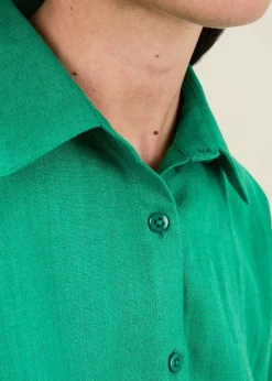 Chemise manches courtes en lin et ecovero | verte 