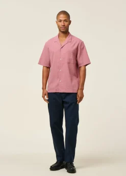 Chemise manches courtes en seersucker coton bio | rose 