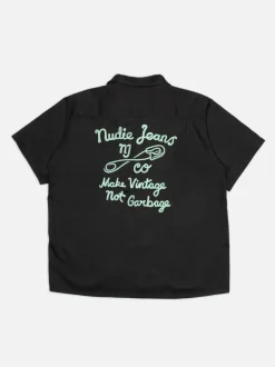 Chemise manches courtes en tencel | noir 