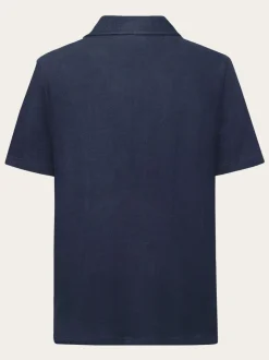 Chemise éponge en coton bio | bleu ébox fit short sleeve bouclé shirt night sky