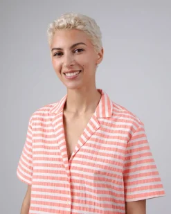 Chemisette en coton bio et recyclé | rayée rose 