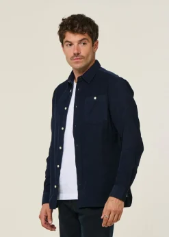 Chemise velours côtelé en coton bio | marine "corduroy shirt total eclipse"