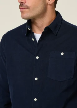 Chemise velours côtelé en coton bio | marine 