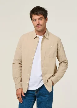 Chemise velours côtelé en coton bio | beige "corduroy shirt light feather gray"