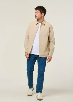 Chemise velours côtelé en coton bio | beige "corduroy shirt light feather gray"