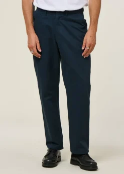 Chino droit en coton bio | marine "flint twill chino - total eclipse"