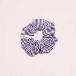 Chouchou en matière upcyclée | vichy violet