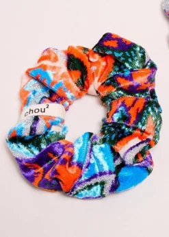 Chouchou en velours upcyclé | multicolor "dévoré"