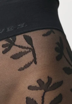 Collants 40 deniers à motifs en recyclé | noir "flora flower tights black"