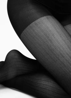 Collants 40 deniers à motifs en recyclé | noir "nina black"