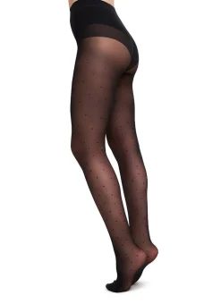 Collants 40 deniers à pois en recyclé | noir 