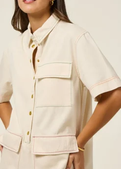 Combinaison denim léger en coton bio | etreinte - écru