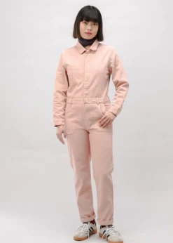 Combinaison en coton biologique | rose "cotton twill boiler suit rose - rose"
