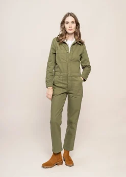 Combinaison en coton bio | verte "cotton twill boiler suit green"