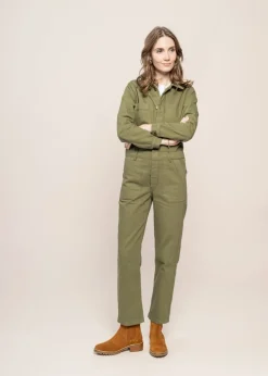 Combinaison en coton bio | verte "cotton twill boiler suit green"