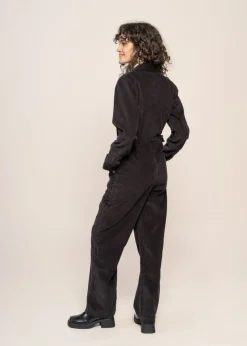 Combinaison velours en coton bio | noir "overall docksta corduroy black"