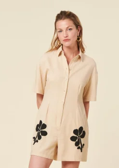 Combishort en coton bio | écru "marygold roberta jumpsuit"